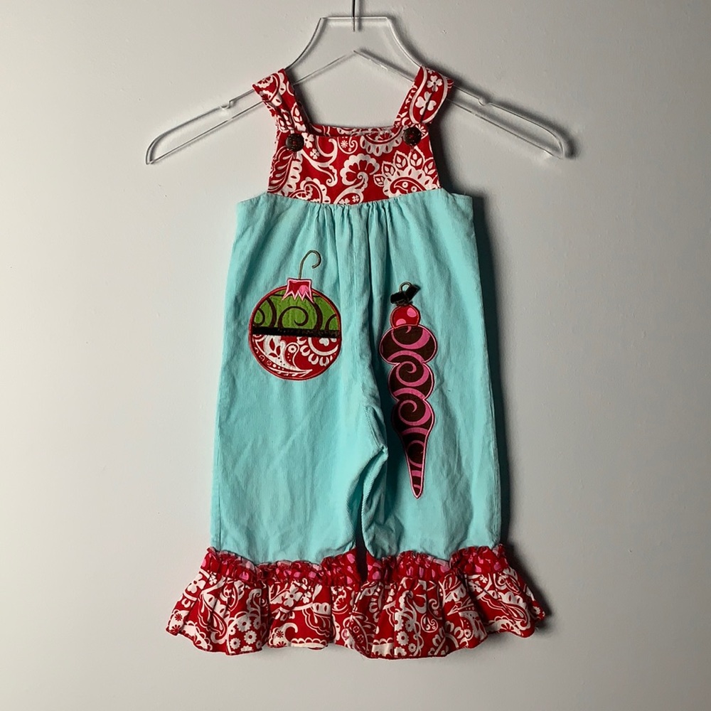 LA JENNS Christmas Ornament Romper 12M Ruffle